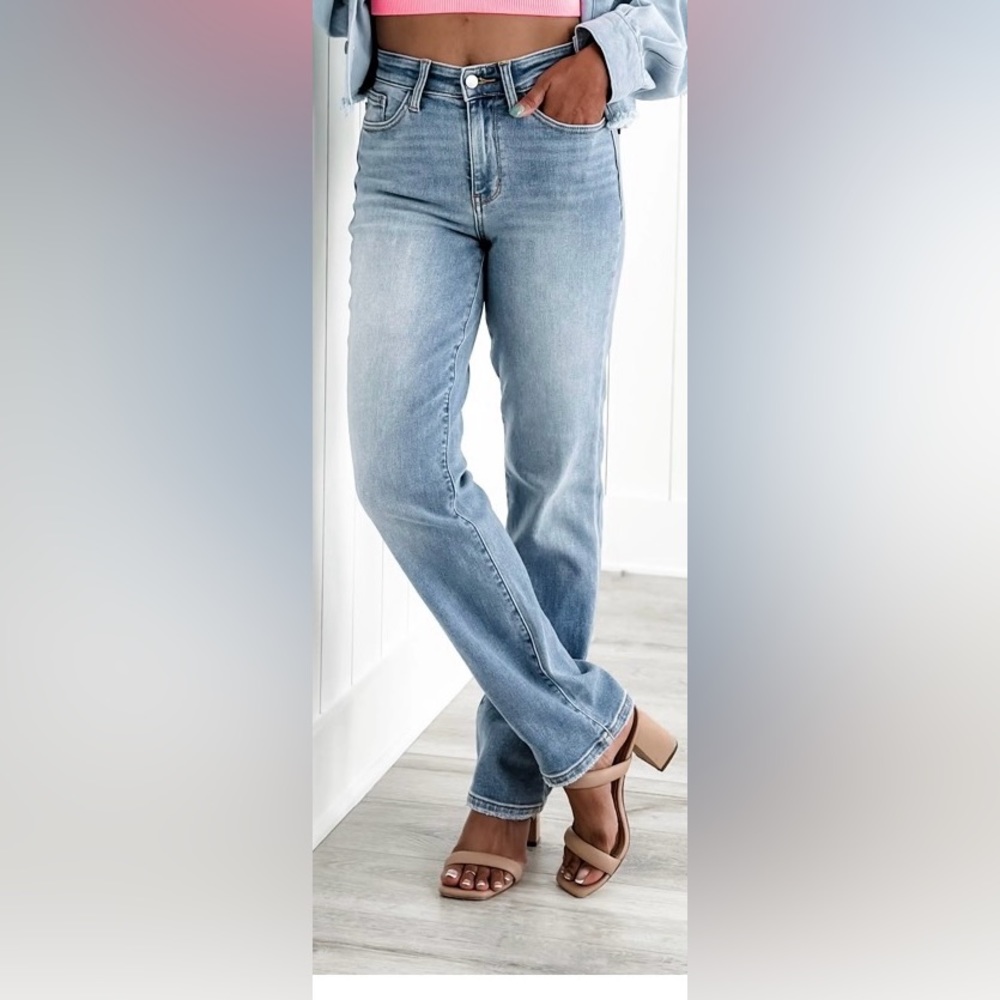 Just Blue High Rise straight leg Jean, size 13.